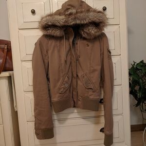 Abercrombie & Fitch fur hooded jacket coat
